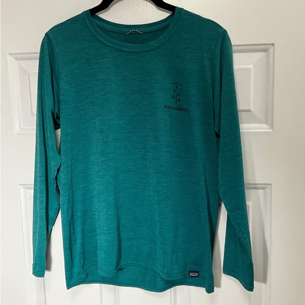 Patagonia Capilene Cool Daily Graphic Shirt Men's Small Teal Heather Long Sleeve